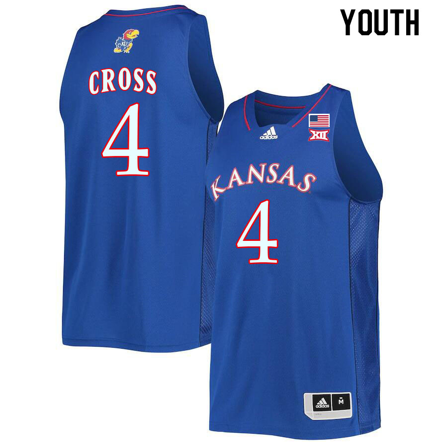 Youth #4 Justin Cross Kansas Jayhawks College Basketball Jerseys Stitched Sale-Royal